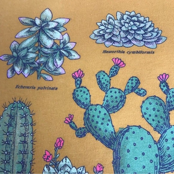 Fifth Sun Cactus Cacti Mustard Graphic Tee Short Sleeve Womens Size XX Large - Picture 6 of 15